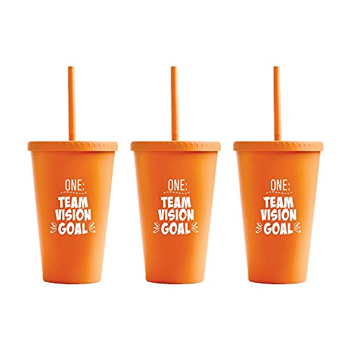 Cheersville 3 Pack of 16 oz. Wheat Straw Tumblers Screw On Lid and