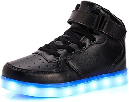 Led High Top Light Up Shoes Flashing Sneakers For Kids Boys Girls(Black 5 M US Big Kid)