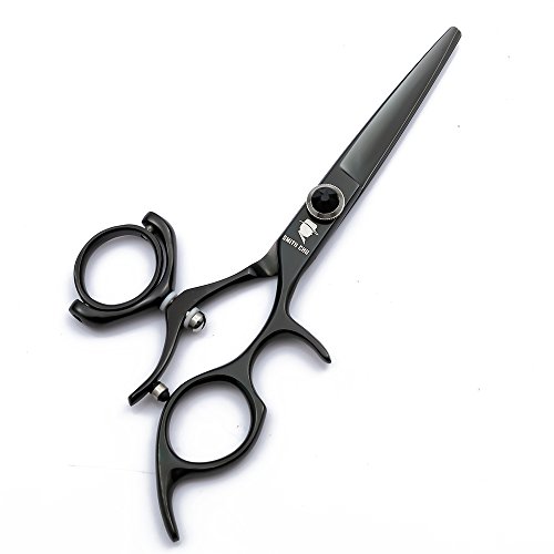 Smith Chu 5.5" Professional Hairdressing Swivel Ring Handle Cutting Scissors - Salon Hair Shears -Barber Sharp Razor Cutter - Black
