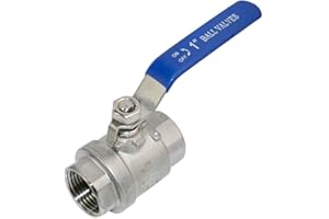 Megairon 316 Stainless Steel 1/8"~3" Full Port Ball Valve with Blue Vinyl Handle, NPT Female x Female Thread,1000 WOG (1")