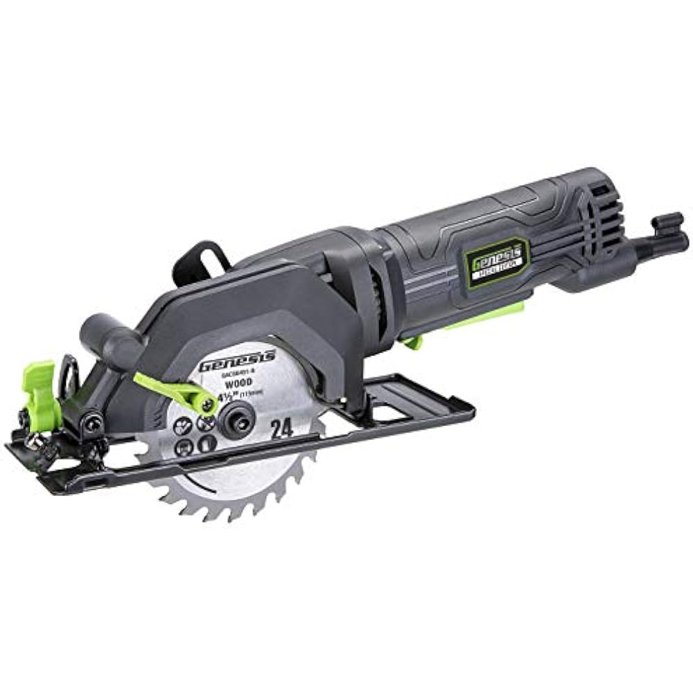 4.0 Amp 41/2 In. Compact Circular Saw 24T Blade, Rip Guide, Vacuum