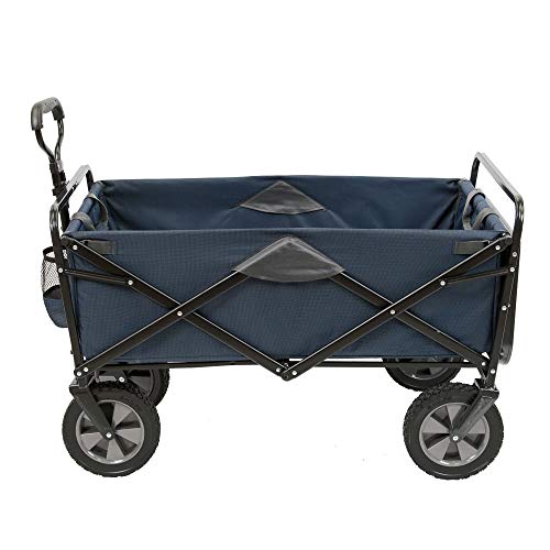 Mac Sports Collapsible Outdoor Utility Wagon with Folding Table and Drink Holders, Blue (Certified Refurbished)