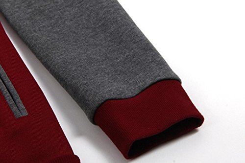 Minisoya Women's Casual Hoodie Sweatshirt Ladies Hooded Coat Jacket Button Outwear Overcoat (Wine Red, L) - Thumbnail 6