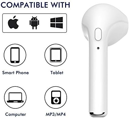 Bluetooth Earbud, Mini Wireless In-Ear Earphone, Earpiece compatible with Apple iPhone 7, 7 plus 6s, 6s plus, Samsung S8, All S Series, Note 5, All Smart Cell Phones- Right Ear Only (W-Right Side)