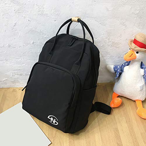 Excursion Sports Nylon Water Resistant Zipper Backpack for Women, Girls Student Large Capacity Schoolbag Shoulder Bag, Lightweight Solid Color Street Travel Camping Rucksack Satchel Daypacks