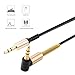 HOCO UPA02 AUX Male to Male Audio Cable With Microphone 6.5ft 3.5mm Jack Gold Plated Cord With Spring Connector 90 degree 