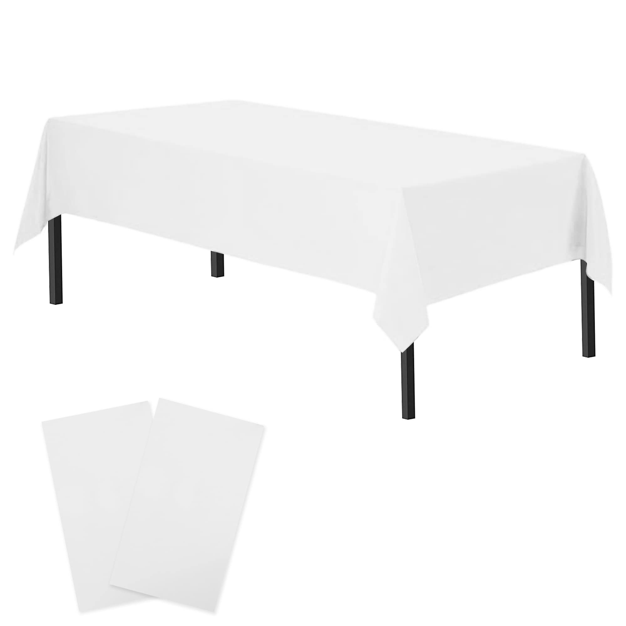 Time to Sparkle 2 Pack Plastic Tablecloths 54" x 108" Plastic Dining Table Cloth Premium Rectangle Table Cover for Parties Wedding Banquet etc Indoor Or Outdoor(White) — image 1