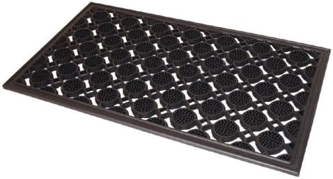 JVL Heavy Duty Rubber Elipse Circles Design Floor Door Mat Suitable for Caravan Home, Office, 40 x 70 cm, Black / Black
