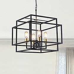 Maxax Modern Square Chandelier, 4-Light Farmhouse