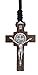 Intercession Wood Cross Crucifix on Cord - Made in Brazil (St Benedict Intercession Cross - Antique Silver - 2.75 Inches)