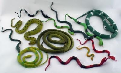HyperPower 12 Pc Bag Of Assorted Rubber Toy Snakes Reptiles