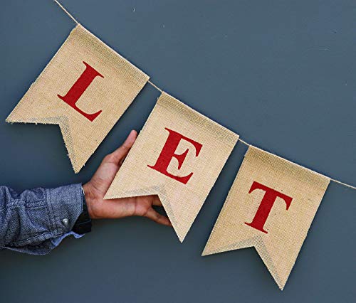 Boston Creative Company LET IT Snow Christmas Banner Ready to Hang Holiday Decor Festive Burlap Seasonal Winter Decoration Frozen Theme Party Decorations Rustic Snowflake Bunting Garland Flag - Thumbnail 3