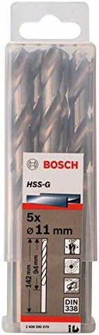 Bosch 5x PRO Metal HSS-G Twist Drill Bit Standard Length (for Non-ferrous metals, Steel, diameter 11,00 mm
