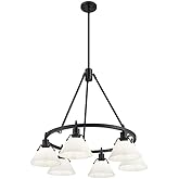 6-Light in Matte Black with Opal Glass