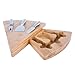 Bamboo Cheese Board and Knife Set. Natural Wood with Stainless Steel Cutter Tools for Hard Soft or Crumbly Cheeses. Unique Gift Idea