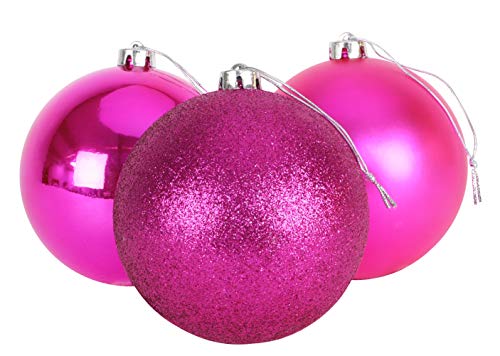 3-150-mm-Extra-Grote-Kerstballen-Glanzend-Mat-en-Glitterontwerp-Kerstversiering-Felroze