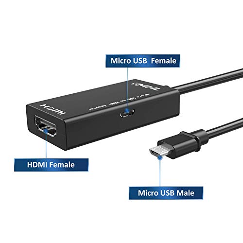MHL Micro USB to HDMI Cable Adapter, MHL to HDMI 1080P Video Graphic Converter with Video Audio Output for Samsung Galaxy S5, S4, S3 etc Phones with MHL Function (Black)