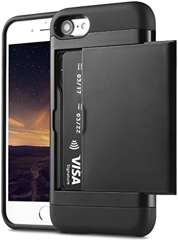 iPhone 6 Plus Case, iPhone 6S Plus Case, MOMOTECH Dual Layers iPhone 6 Plus Wallet Case with 2 Cards Soft Rubber Bumper iPhone 6S Plus Protective Case for iPhone 6 Plus 6S Plus 5.5 Inch - Black