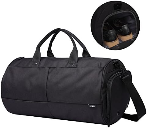 Loiee Travel Luggage bag Sports gym bag for shoe compartment Duffle Bag for Men,Black