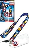Marvel (Captain America, Iron Man, Wolverine, and Spiderman) Lanyard Keychain Holder Bonus Shield Charm and ID Card Holder
