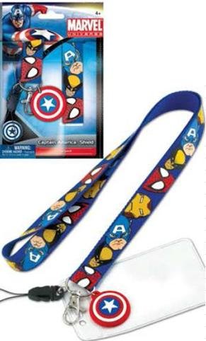 Marvel (Captain America, Iron Man, Wolverine, and Spiderman) Lanyard Keychain Holder Bonus Shield Charm and ID Card Holder