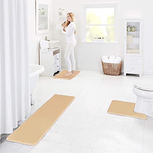Aliyya Memory Foam Bath Mats for Bathroom Non Slip and Absorbent Beige Bathroom Rugs Runner 17\