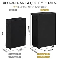Chrislley 65L Slim Laundry Hamper with Lid Narrow