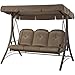 Mainstay Durable Rust-Resistant Powder-Coated Steel Frame 3-Person Canopy Porch Swing Bed, (Brown)