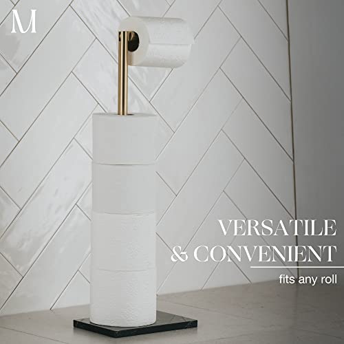 Marmolux Acc Brushed Gold Toilet Paper Holder Stand with Black Marble