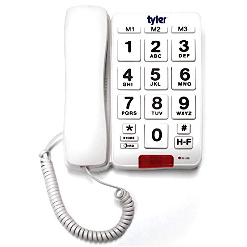 Tyler TBBP-3-WH Big Button Corded Phone with Speakerphone for Seniors and Ease of Use