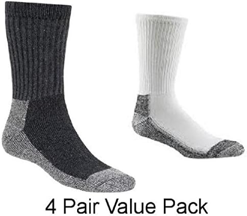 Men's Steel Toe Work Socks Thick Cushion Sole Reinforced Heel &amp; Toe 4 pair