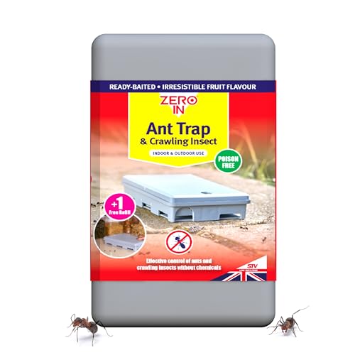 Zero In® Ant & Crawling Insect Trap, Non-Toxic, Weatherproof & Refillable Pest Control Solution for Indoor & Outdoor Use