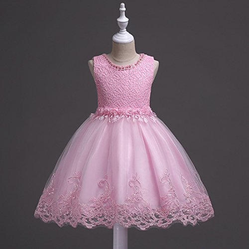 ZAH Girl Dress Kids Ruffles Lace Party Wedding Dresses(Pink,2-3Y) - Thumbnail 6