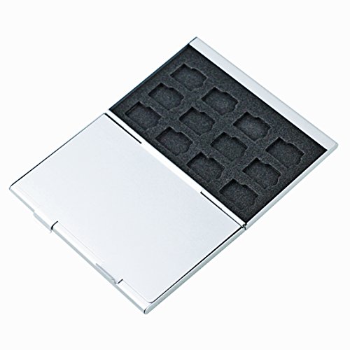 Foto&Tech Silver Aluminum Memory Card Carrying Case 24 Slots for Micro SDHC Card Lexar SanDIsk Kingston Sony Samsung