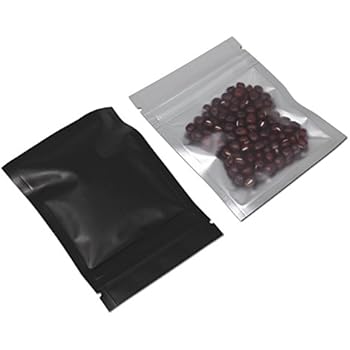 100 Pack Resealable Frosted Clear Front Mylar Foil Food Storage Bags Heat Seal Pouches Airtight Zipper Edible Grocery Pack (2.9x3.9 inch-3.9mil Thick (Matte), Black)