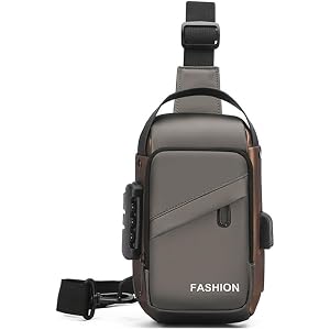 Anti-theft PU Crossbody Bags, Shoulder Bag For Men, Combination Lock Chest Bag