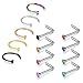 Incaton Nose Ring, 13PCS 316L Surgical Stainless Steel Body Jewelry Piercing Nose Hoop Ring and L Shaped Ring