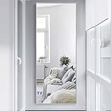 NeuType Full Length Mirror Standing Hanging or Leaning Against Wall, Large Rectangle Bedroom Mirror Floor Mirror Dressing Mirror Wall-Mounted Mirror, Aluminum Alloy Thin Frame, Silver, 65