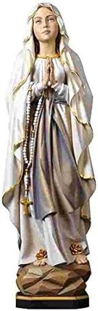 Motivationsgeschenke Madonnen Figur Lourdes Holz geschnitzt und handbemalt aus Südtirol, Höhe: 23 cm