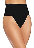 Moonight Women's Black Wide Band High Waist Tummy Control Brief Thong Panty