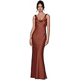 lphirkut Women’s Backless Satin Bridesmaid Dress for Wedding 2025 Cowl Neck Party Gown Long Mermaid Formal Prom Dress