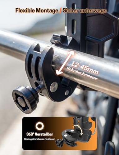 Jeebel Motorcycle Bottle Holder, Cup Holder, Adaptive Locking with 12-45 mm Anti-Theft Metal Clamp, Compatible with 50-80 mm Diameter Water Bottles, Drink Holder for ATV Bicycle Scooter