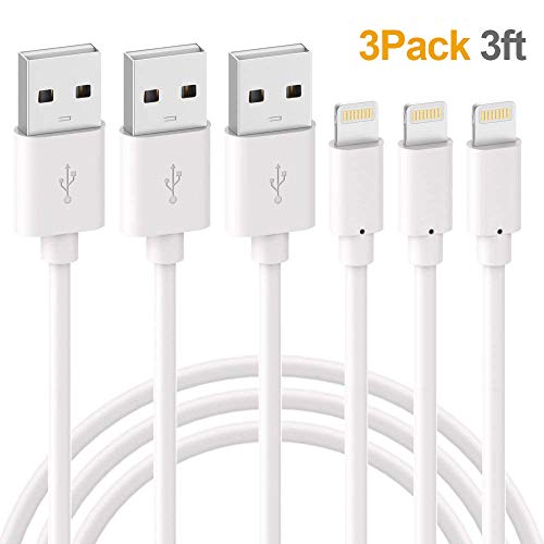 iPhone Charger, BUDGET & GOOD 8 Pin Lightning to USB Cable Cord 3 Pack 3FT iPhone Charging Cable for iPhone X 8 8 Plus 7 7 Plus 6 6S 6 Plus 5S SE iPod iPad Mini Air Pro (White)