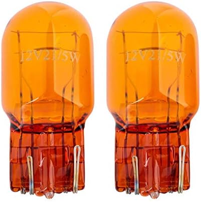 FANMURAN 2Pcs T20 Halogen Lamp Glass Daytime Running Light Turn Signal Light Stop Brake Tail Lamp Bulbs 7443 W21/5W Amber