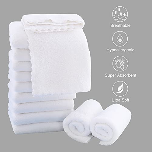 Sunny zzzZZ 6 Pack Softest Burp Cloths - Extra Thicken Absorbent and Exquisite Newborn Burp Rags - Suitable for Baby Skin, White - Burpy Cloths for Unisex, Boy, Girl