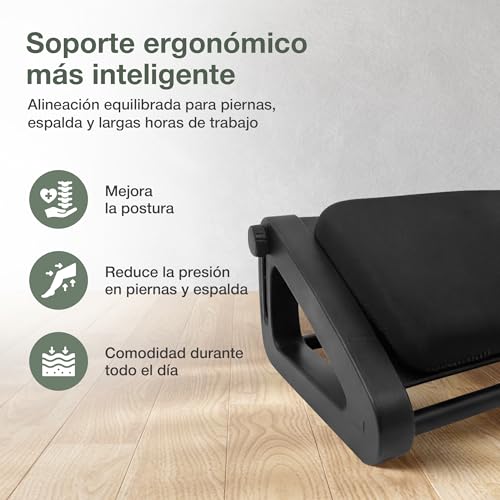 ZYNTRA® Reposapiés ergonómico con cojín viscoelástico y 6 alturas ajustables | Apoya pies oficina ideal para casa, escritorio, sofá y teletrabajo, mejorando postura y confort.