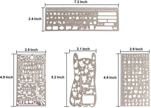 FUKCUP Bullet Journal Stencil Set, Stainless Steel Drawing Templates Scale Ruler, Drawing Journal Planner For Journaling, Bullet Journal, Scrapbooking Card and Craft Projects