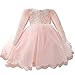 NNJXD Girls' Tulle Flower Princess Wedding Long Sleeve Dress for Toddler and Baby Girl Size 12-18 Months Pure Pink