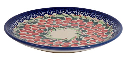 Traditional Polish Pottery, Handcrafted Ceramic Dessert Plate 19cm, Boleslawiec Style Pattern, T.102.Cranberry