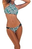 Women's High Neck Halter Bikini Sets Swimsuit Midnight Top